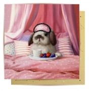 Greeting Card - Rabbit Mom In Bed