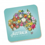 Corky Coaster | Australia Map Flowers