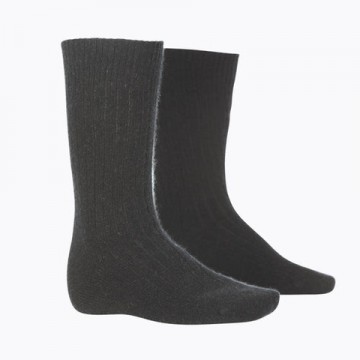 Rib Plain Socks | Possum + Merino | Charcoal