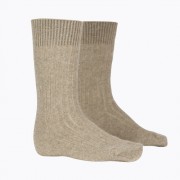 Rib Plain Socks | Possum + Merino | Flax