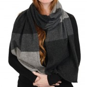 Travel Scarf | Charcoal Stripe | Possum + Merino