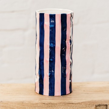 Vase | Navy + Pink Stripe | Large