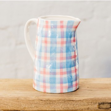 Jug | Cornflower Blue + Rose Pink Gingham | Medium