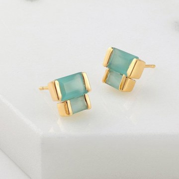 Earrings | Montana | Aqua Chalcedony | Gold