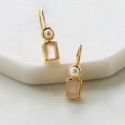 Earrings | Willow | Rose Quartz + Pearl