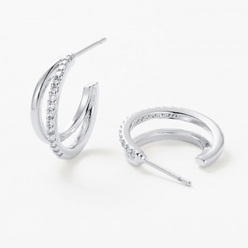 Earrings | Celeste Hoop | Clear Silver Earrings | Celeste Hoop | Clear Silver