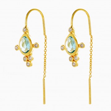 Earrings | Gabi Thread Earring | Blue Topaz