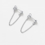 Earrings | Crystal Chain Wrap Earring | Silver Earrings | Crystal Chain Wrap Earring | Silver