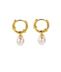 Earrings | Tessa Pearl Hoop | Gold