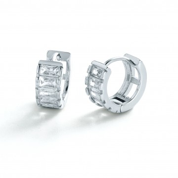 Earrings | Kira Huggie | Silver Clear