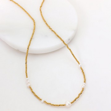 Necklace | Jasmin Pearl Necklace | Gold